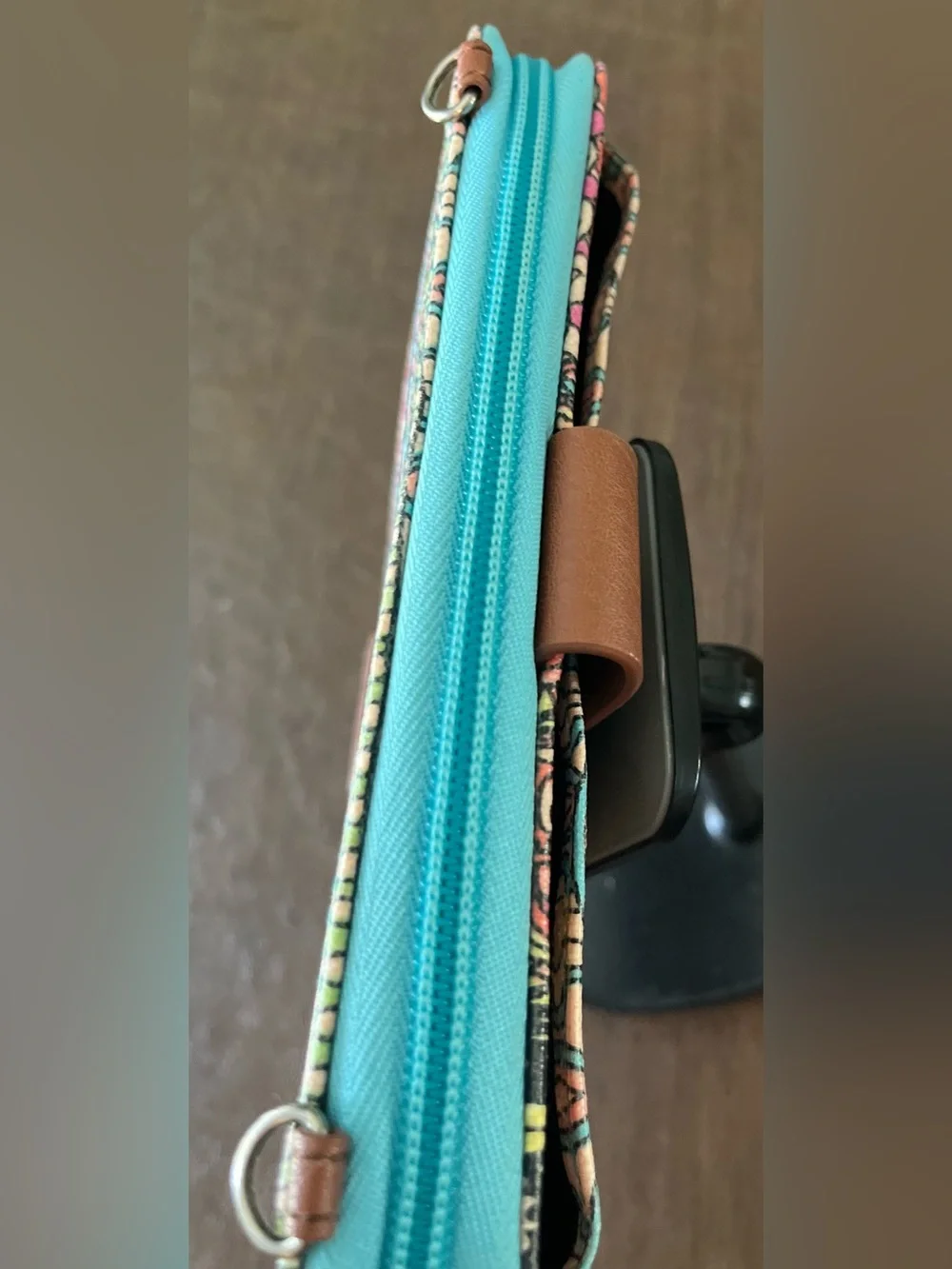 Sakroots Colorful Boho Patterned Clutch with Leather Tab